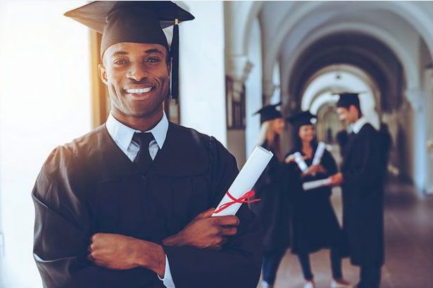 A graduate celebrates receiving their diploma, highlighting international student destinations.