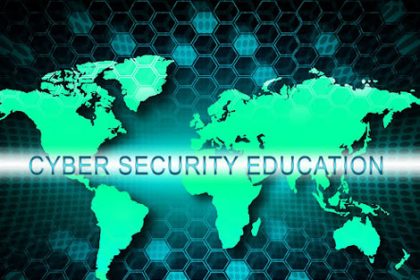 A digital world map highlights growing investment in cybersecurity skills.
