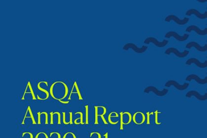 The ASQA Annual Report 2020-21 cover highlights key findings for the vet sector.