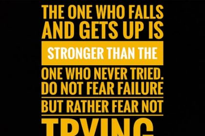 A motivational quote about overcoming fear and building resilience in the vet sector.