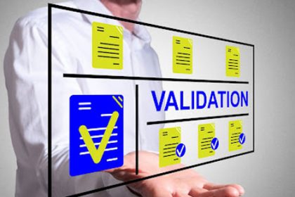 A graphic illustrates validation checks and documents for vet compliance.