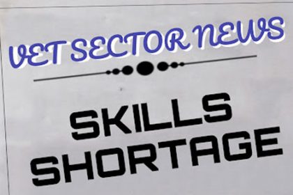 A sign highlights the current skills shortage impacting the vet sector.
