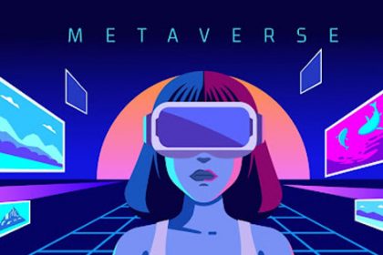 A woman uses a VR headset to experience the metaverse, exploring potential applications in vet training.